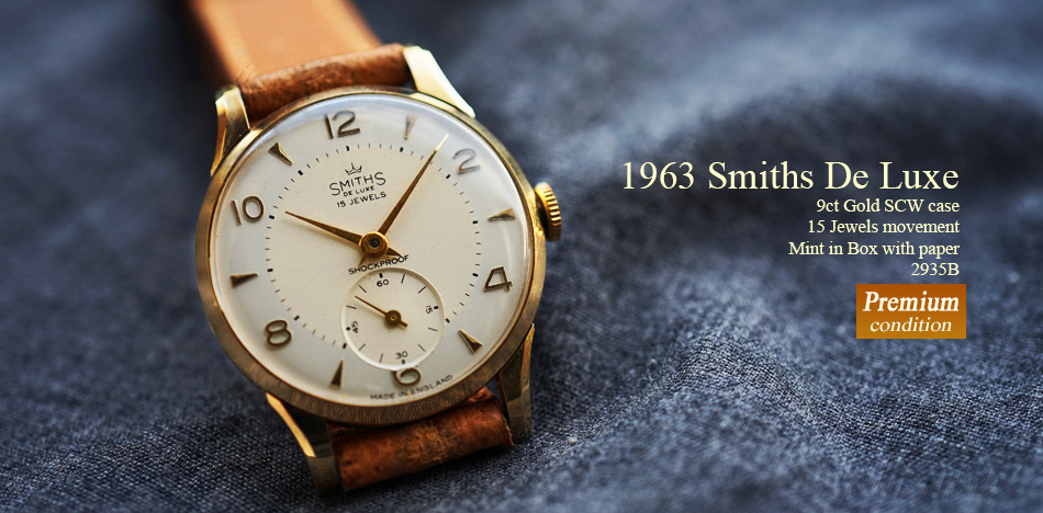 2935B 1963年英国スミス社製9金無垢デラックス15石手巻式腕時計 