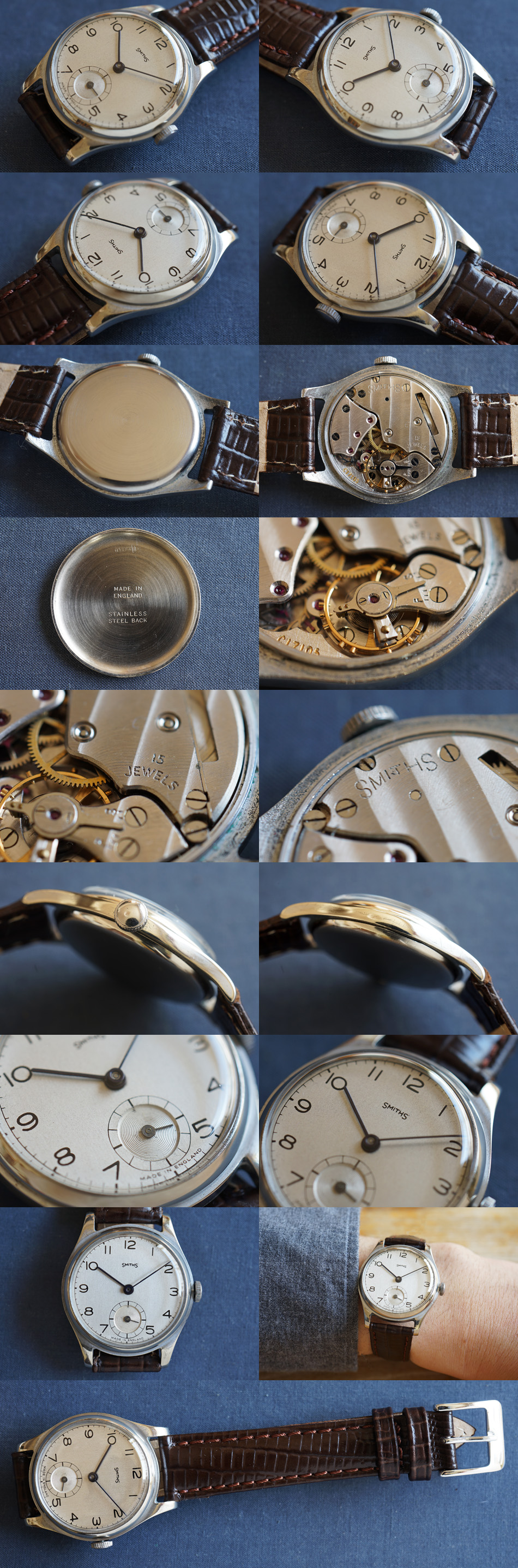 3085B 1940年代英国スミス社製ニッケル無垢1215 15石手巻懐中時計 365